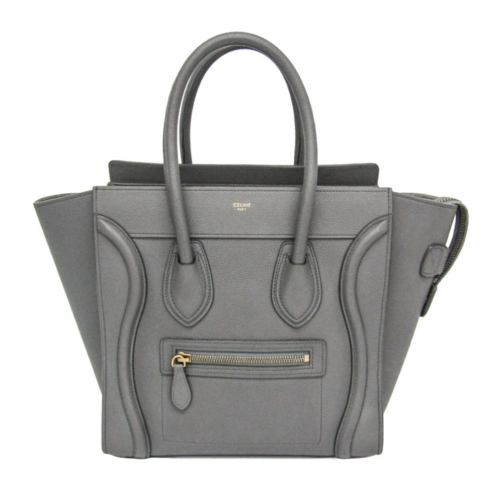 Celine Luggage Micro Shopper 167793 Women's Leather Handbag Gray